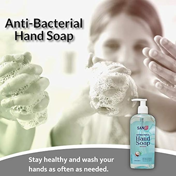 Sanit SILKY CLEAN ANTIBACTERIAL LIQUID GEL AROMATIC HAND SOAP - ADVANCED FORMULA WITH COCONUT OIL AND ALOE VERA - NATURAL MOISTURIZING HAND WASH - MADE IN USA, COCONUT, 8 OZ, 3 PACK - Image 3